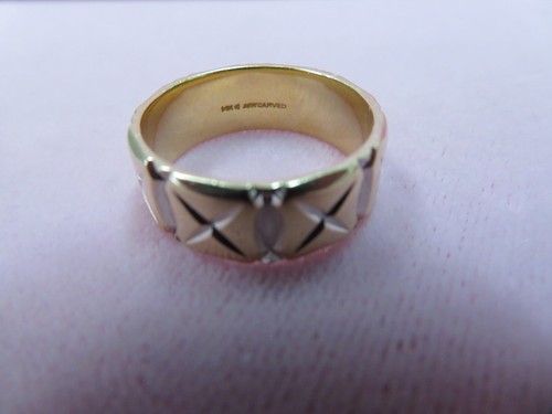 Art Carved Heavy 14k Solid Yellow Gold 7.33mm Band Ring Sz 8.5 - 6.78 G - Picture 5 of 7