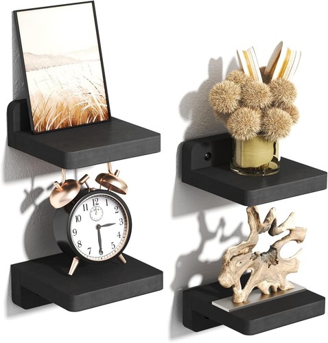 4 Pack Wall Mounted Small Floating Shelves Wooden Display Shelf for Bedroom New - 第 1/7 張圖片