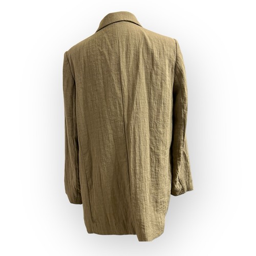 H&M Blazer Jacket Oversized Boyfriend Double Breast Longline Mossy Green Sz L - Picture 3 of 7