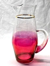 Vintage 1960s West Virginia Blendo Clear To Cranberry Serving Pitcher Barware