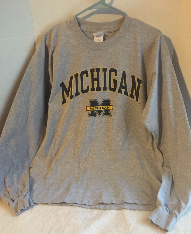 Vintage University of Michigan Shirt Mens grey long sleeve T Shirt Size Large