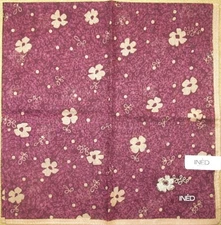 INED *Dark Red Embroidery flower Scraf Handkerchief 48cm /MESIBE