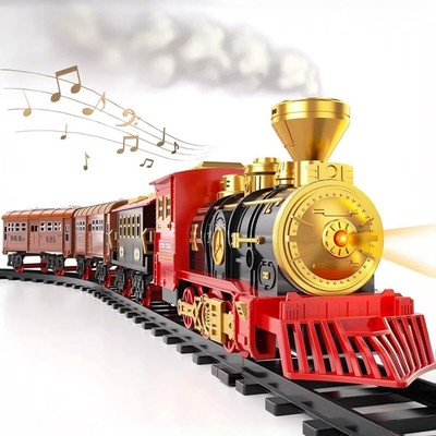 Train Set, Remote Control Train Toys with Locomotive Train Carriages & Tracks