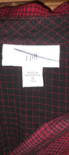Ladies J.Jill XL Relaxed Scarlet Red W/Black Double-Cloth Plaid Tunic Cozy Warm - Picture 4 of 9