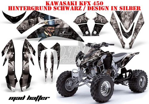 KIT GRÁFICO DE DECORACIÓN DE CARRERAS AMR ATV KAWASAKI KFX 450 Y 700 MAD HATTER B - Imagen 4 de 10