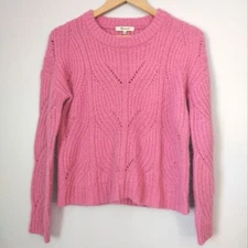 Madewell Pink Knit Crochet Fuzzy Oversized Chunky Sweater