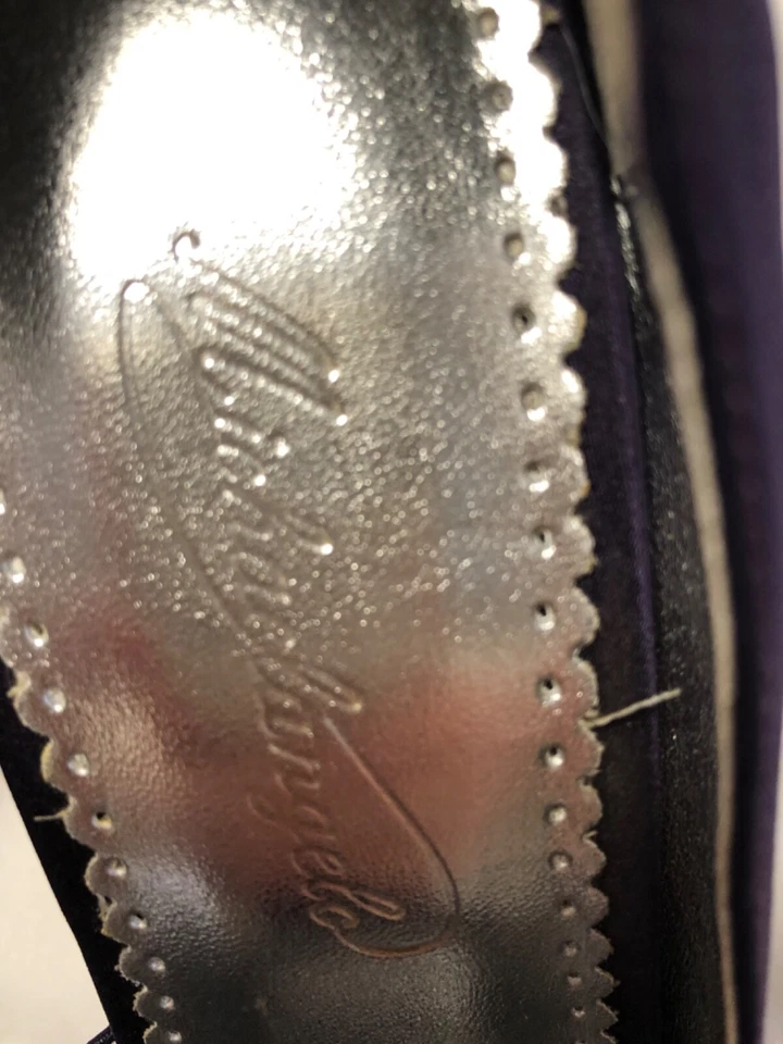 Michaelangelo Mujer Tacones Altos Púrpura Satinado Parte Superior Talla 6 1/2 Punta Abierta - Lazo Foto 4 de 4