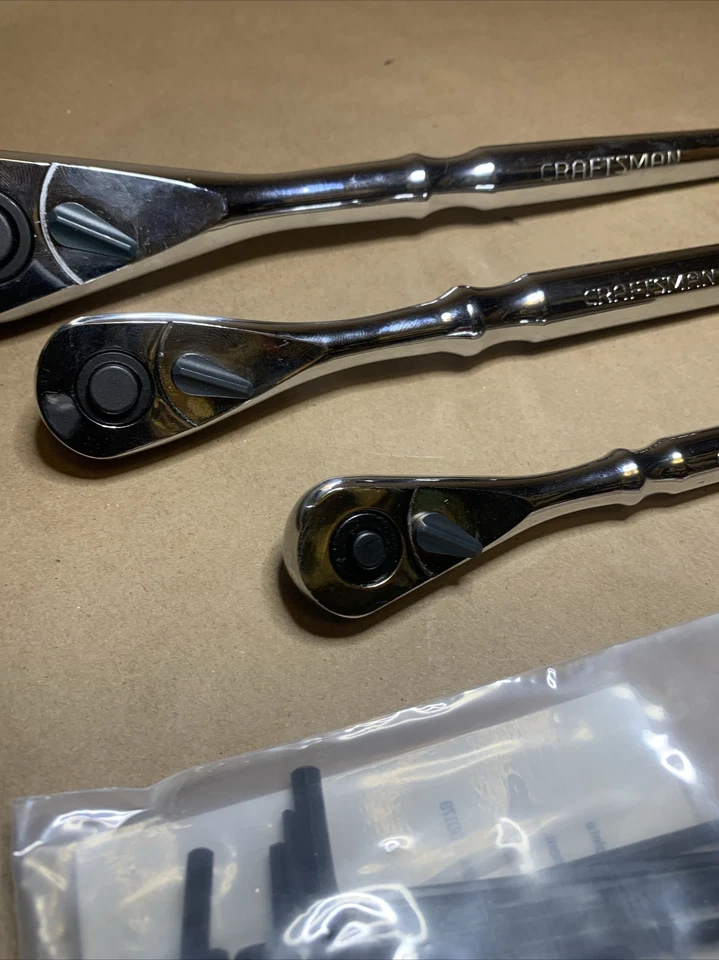 CRAFTSMAN  3pc 1/4 3/8 1/2 Ratchet Set 99962 99964 99967 Socket Wrench Hex Key - Image 4 of 4