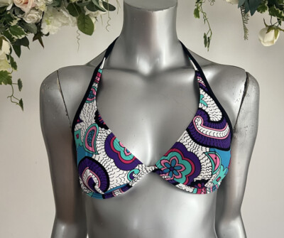 Next Bikini Oberteil Neckholder Bügel Paisley Print Gr. 34 36 38 A B C D NEU EC54
