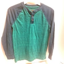 Cat  Jack Boys Pullover Shirt Size M 8/10 Long Sleeve Green Blue Kids
