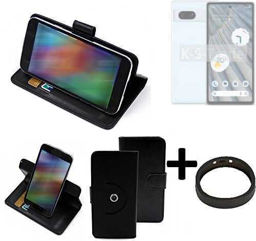 360° Etui für Google Pixel 7a + Stoßstange Geldbörse Etui Universal schwarz Kunstleder - Bild 1 von 6