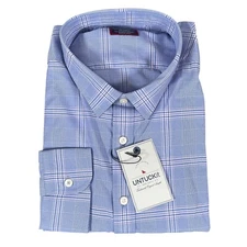 NEW UNTUCKit Billsboro Performance Shirt 2XLT Regular Blue Plaid Nylon Button Up