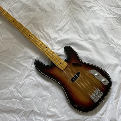 4 String PB Relic Bass Guitar Maple Fretboard Sunburst Strings Thru Body Bass
