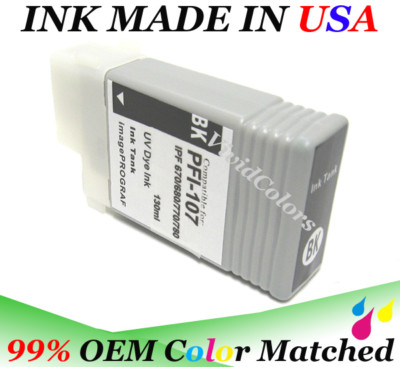 cartridge fits PFI-107 BK black ink canon ipf 670 680 685 770 780 785 qa not oem