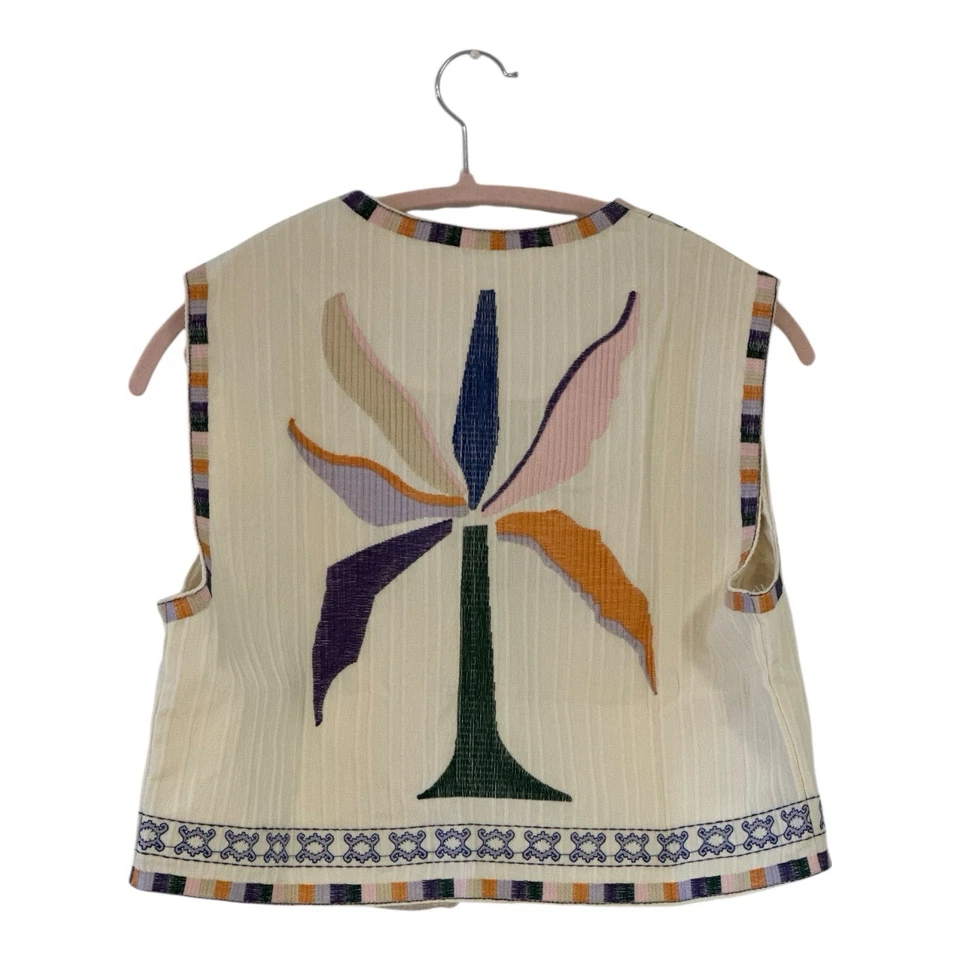 Chaleco Boho Hippie Bordado Vintage Años 60/70 Festival Estilo Occidental Talla Mediana Foto 2 de 3
