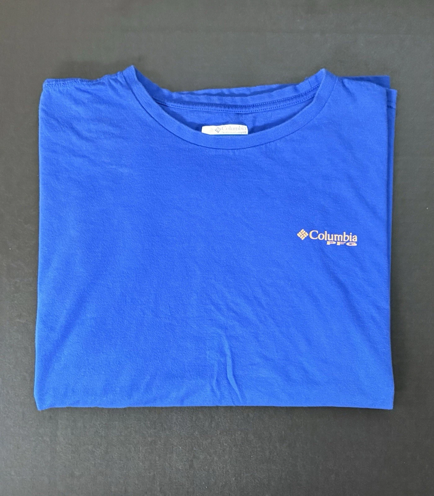 Columbia PFG Fishing Short Sleeve T-shirt Blue Large Mens Outdoor Big Logo