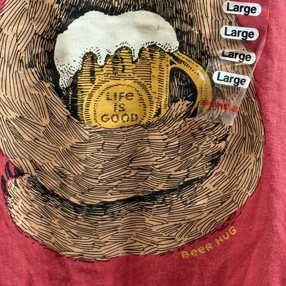 Life is Good Papá Noel Navidad Oso Camiseta Hombre Grande Vacaciones Cerveza Hug - Imagen 4 de 4