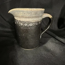 VTG Earthenware Pottery Pitcher/Creamer Rustic Primitive Textured OOAK Signed