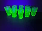 Set of 8 Federal Green Patrician "Spoke" 4 1/4"  8oz. Depression Glass Tumblers