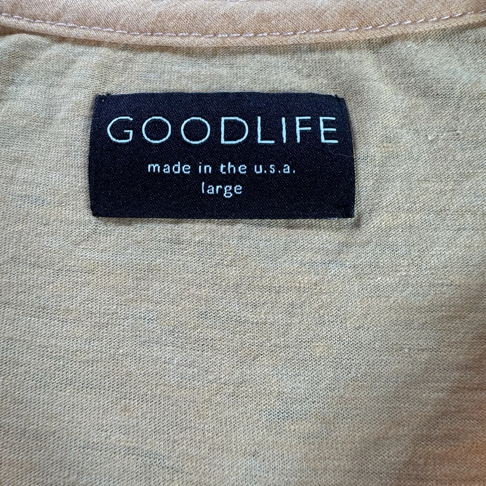 Camisa informal Goodlife manga corta abotonada talla L en lino/algodón naranja Foto 3 de 4