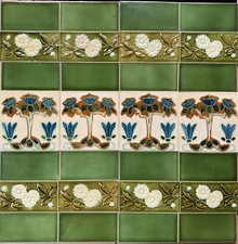 28 ENGLAND -  ANTIQUE ART NOUVEAU MAJOLICA TILE c1900