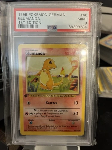 GERMAN 1999 POKEMON GLUMANDA CHARMANDER 1ST EDITION 46/102 PSA 9 MINT