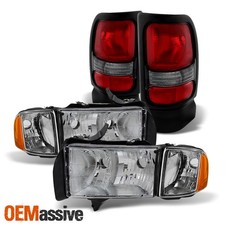Pair Clear Headlights Red Clear Tail Lamps For 1999-2001 Dodge Ram 1500 Sport Pair Clear Headlights Red Clear Tail Lamps For 1999-2001 Dodge Ram 1500 Sport