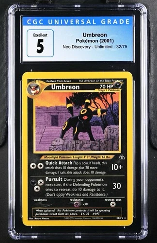 CGC 5 EXC Umbreon 32/75 Neo Discovery Vintage WoTC Rare Pokemon Card