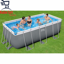 Image of Bestway 13Ft 6" Steel Pro Max Rectangular Pool Safety Ladder Filter Swimming