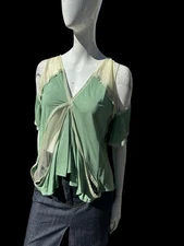 Vintage Stella McCartney Green Silk Blend Sheer Size 42 Sexy Chic Used