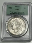 1882 Morgan Silver Dollar Coin, Lustrous White Old Green Label PCGS MS64