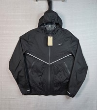 NIKE Storm Fit Running Jacket Large Mens Black Silver Run Division ADV Full Zip