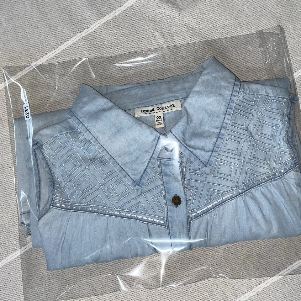 Speed Control Womens  Shirt Dress Size 2X Blue Denim Relaxed Basic Minimal - Image 2 of 4