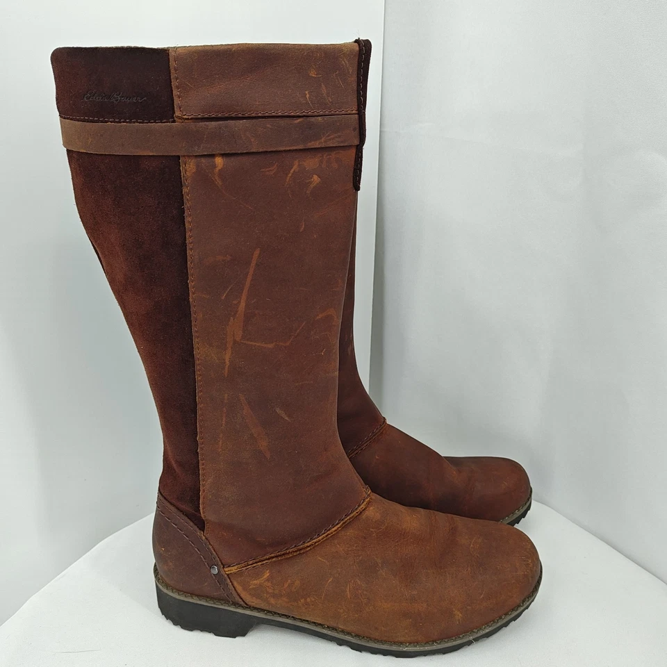 Botas Eddie Bauer Trace de Cuero Marrón Natural Talla 10 Impermeables Cremallera Lateral Foto 4 de 4
