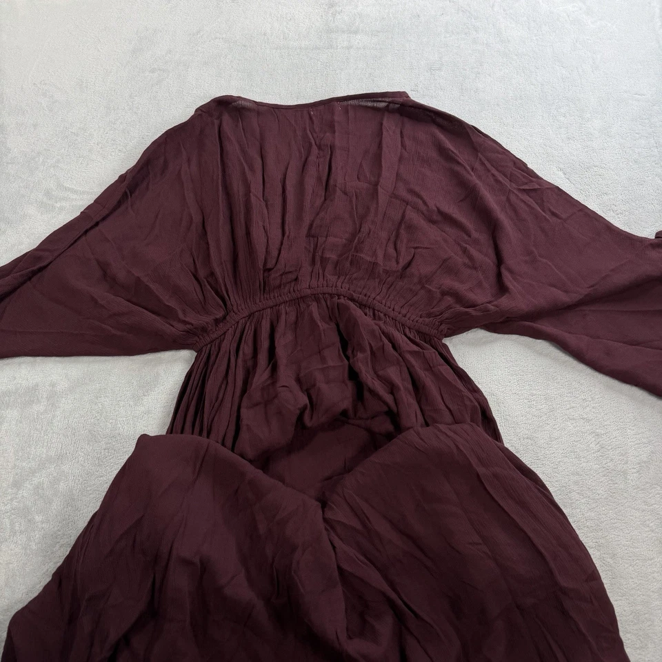 Vestido maxi bordado floral World Market boho G/XL borla fluida gravata camponesa - Imagem 2 de 4