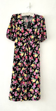 New Look Dress Women's Floral Tea Puff Sleeve Midi Elastic Waist Size 10 BNWT