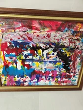 Mid Century Modern Cubist Still Life Painting Fun On The Lake