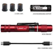 COAST Products HP2R 280 Lumen Rechargeable Penlight with Twist Focus - Red