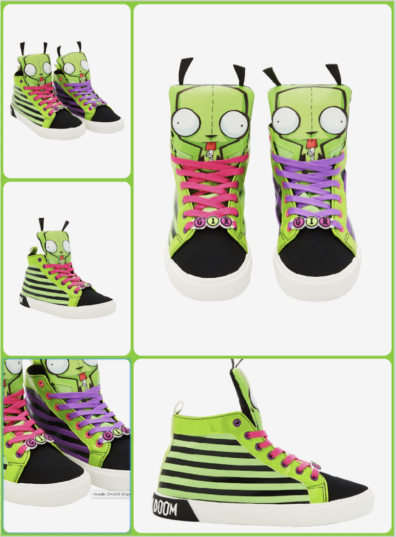 INVADER ZIM 'GIR' Stripe DOOM Hi-Top SNEAKERS/SHOES Figure