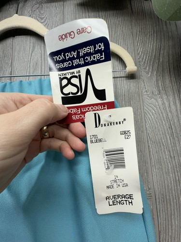 Donnkenny Womens Pants Size 14 New W/ Tags Elastic Waist Pull On Turquoise Blue - Picture 3 of 12
