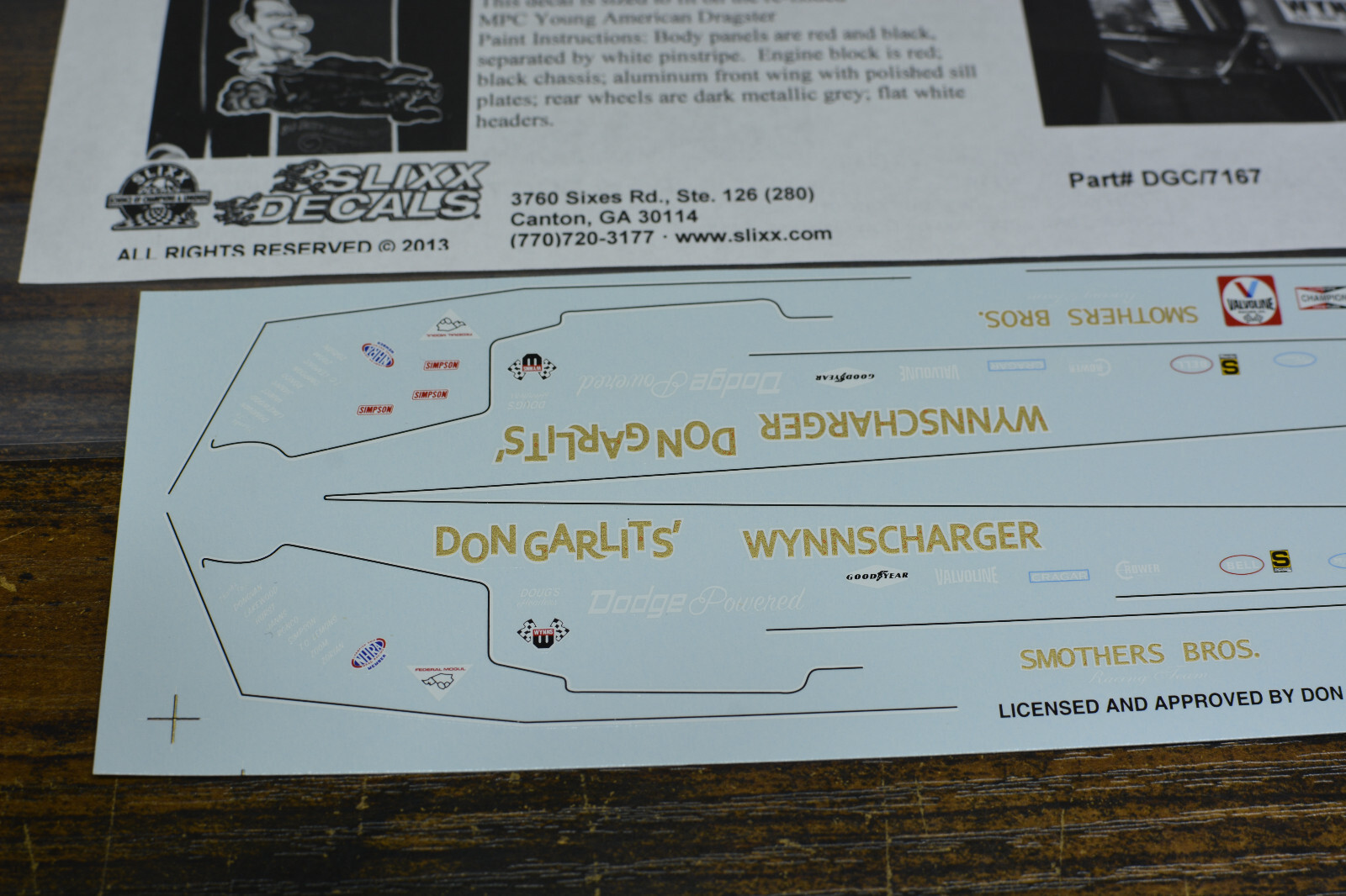 Slixx Decal Don Garlits Drag Pak Dodge Challenger Swamp Rat Racing