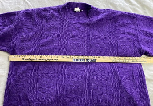 VTG Cuddle Knit Sweater Pullover Womens 1X Heart Quilt Pattern Knit Made In USA - Picture 6 of 8
