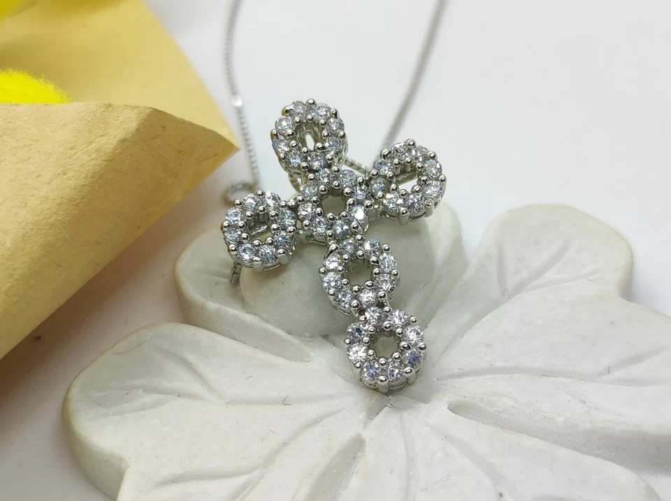 collana donna argento con croce con zirconi bianchi - Immagine 3 di 4