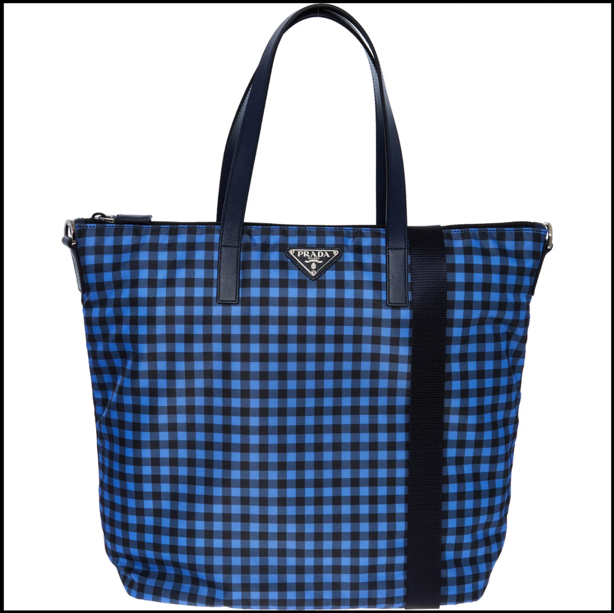 Prada plaid 2025 tote bag