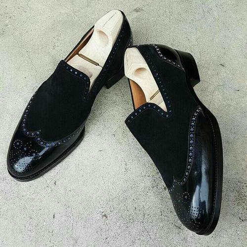 Black Suede Mens Loafer Slip-on Shoe Comfortable Shoe Bespoke Shoe Mens Shoe