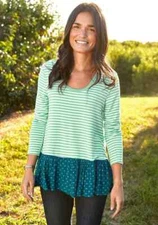 Womens Matilda Jane Wonderment Talk Tomorrow Top Tunic Striped Ruffled Large NWT