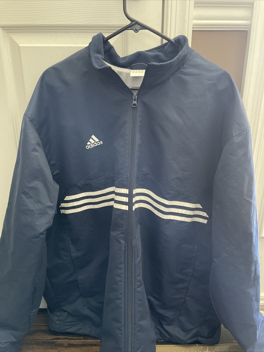 Vintage Adidas Full Zip Three Stripe Warm Up Coat Track Jacket