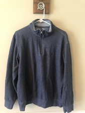 Izod Saltwater Relaxed Classics Mens Size L Blue 1/4 Zip Pullover Sweater