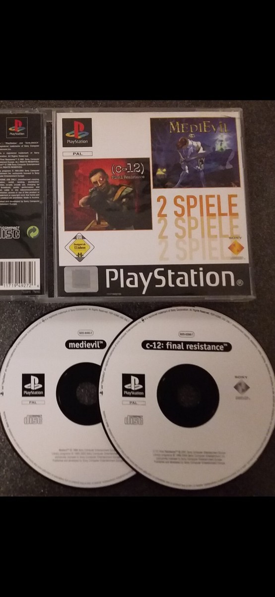 Jeux PS1 Medievil & C-12 Final Resistance Version Allemande Complète (CIB) - Très Bon état