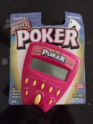 Vintage Radica DRAW & DEUCES Sports Poker Handheld 2-in-1 LCD Game + AA